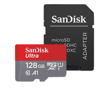 کارت حافظه microSDXC سن دیسک مدل Ultra A1 کلاس 10 استاندارد UHS-I سرعت 100MBps ظرفیت 128 گیگابایت به همراه آداپتور SD