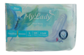 نوار بهداشتی بالدار مای لیدی مدل Maxi Blue سایز بزرگ بسته 10 عددی